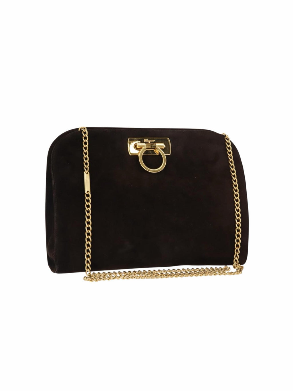 Ferragamo Brown Suede Shoulder Bag