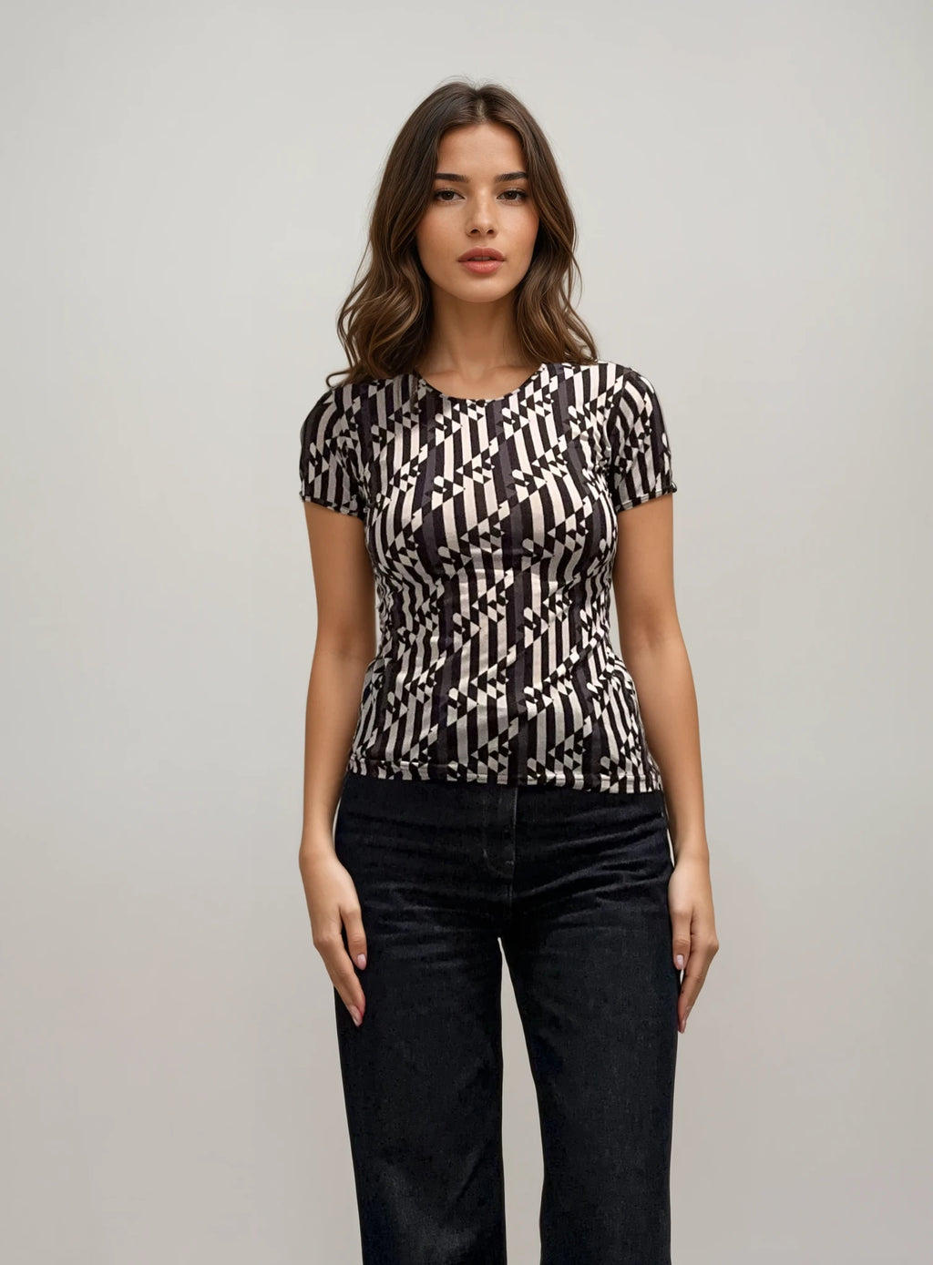 Fendi Grey and Black Monogram Tee