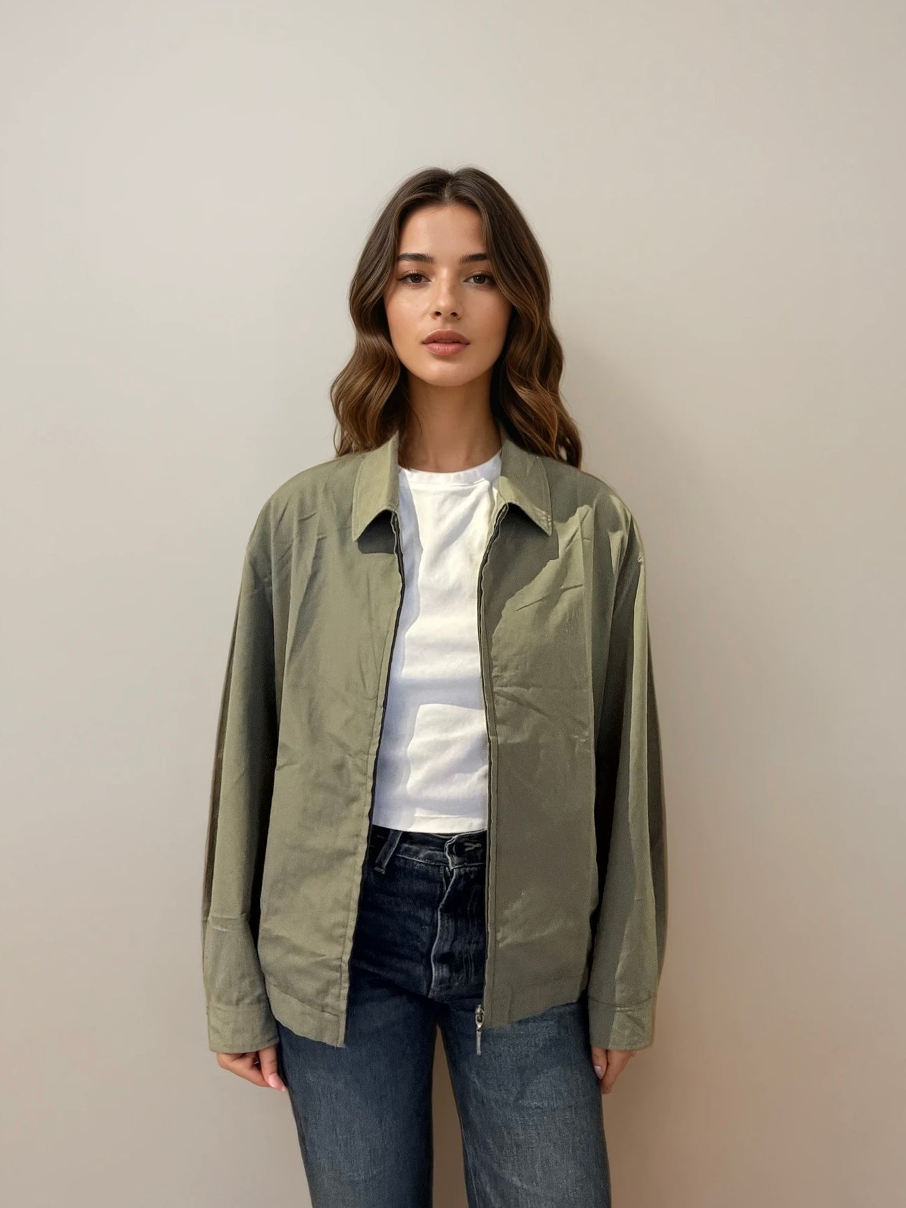 YSL Light Green Bomber with Green Logo