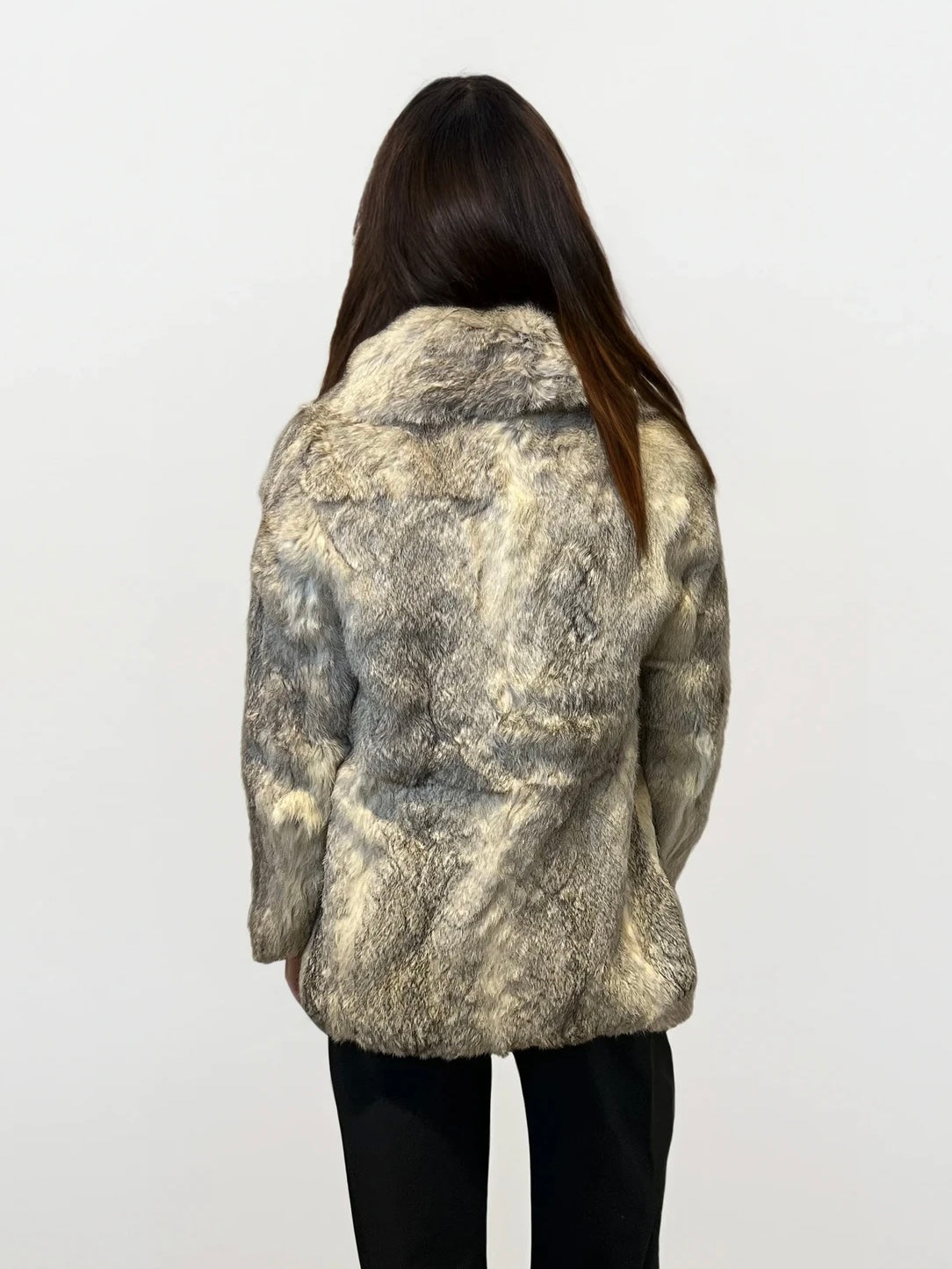 Grey and White Fur Coat