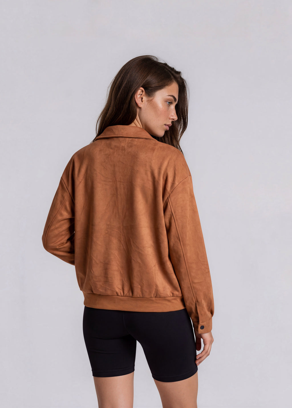 YSL Brown Suede Collared Bomber