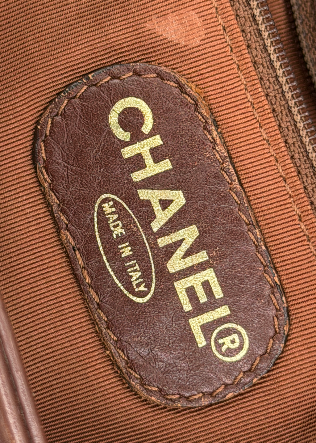 Chanel Brown Leather and Canvas Handbag