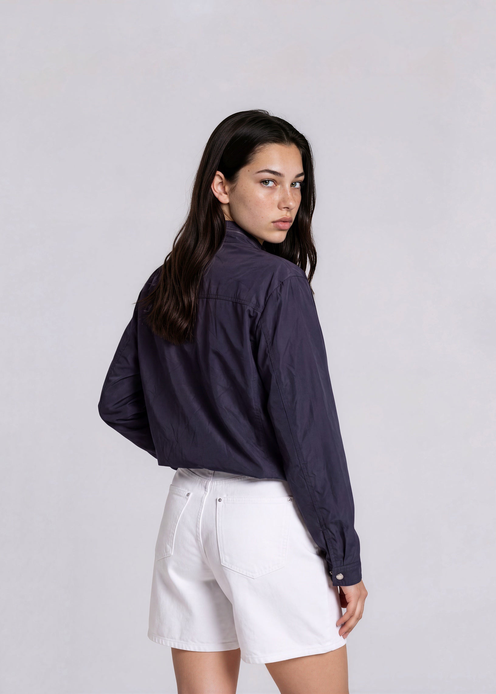 YSL Navy Windbreaker Contrast Stitch Bomber