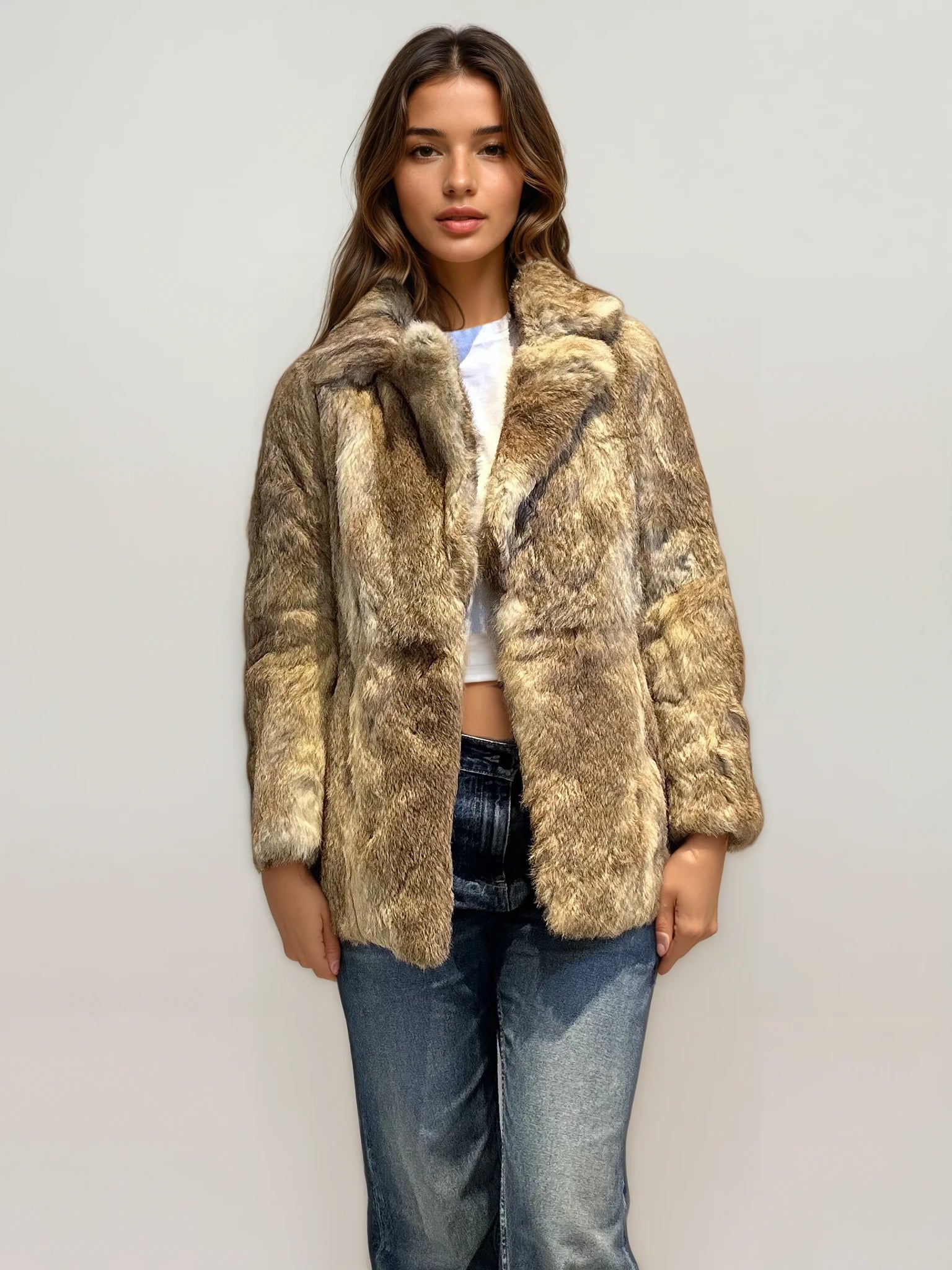 Caramel Fur Collared Coat