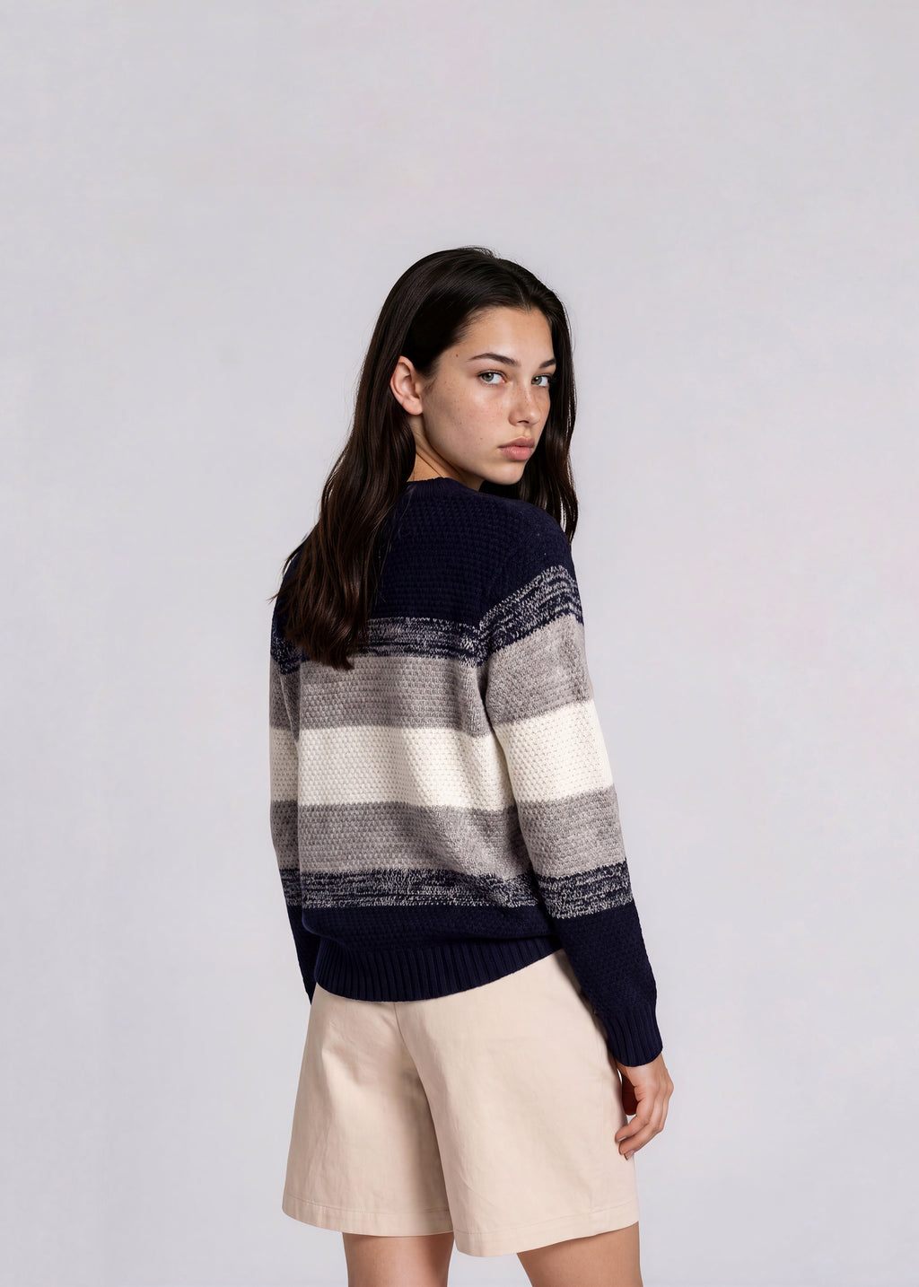 YSL Navy and Cream Striped Sweater