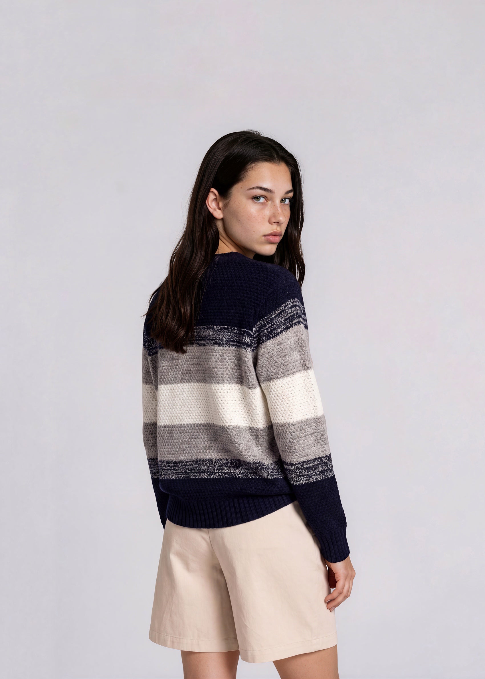 YSL Navy and Cream Striped Sweater