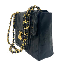 Load image into Gallery viewer, Chanel Black Patent Jumbo Flap Bag
