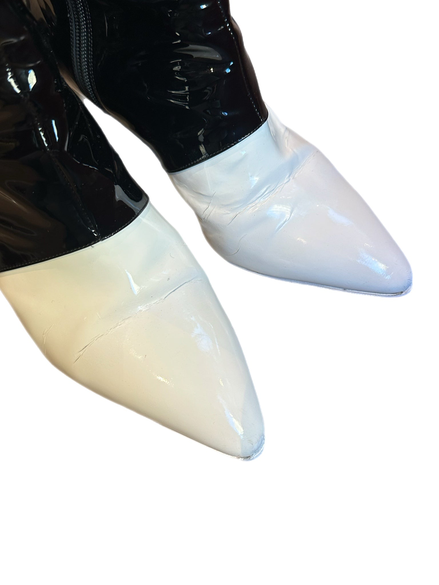 Chanel Patent Leather Contrast Booties