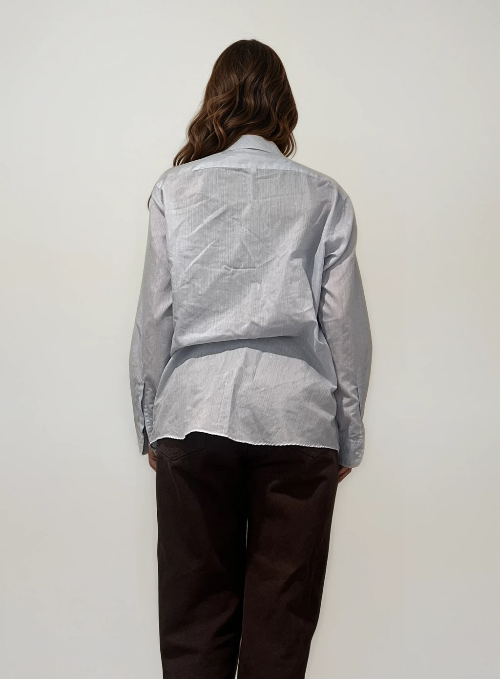 YSL Light Blue Monogram Button Down