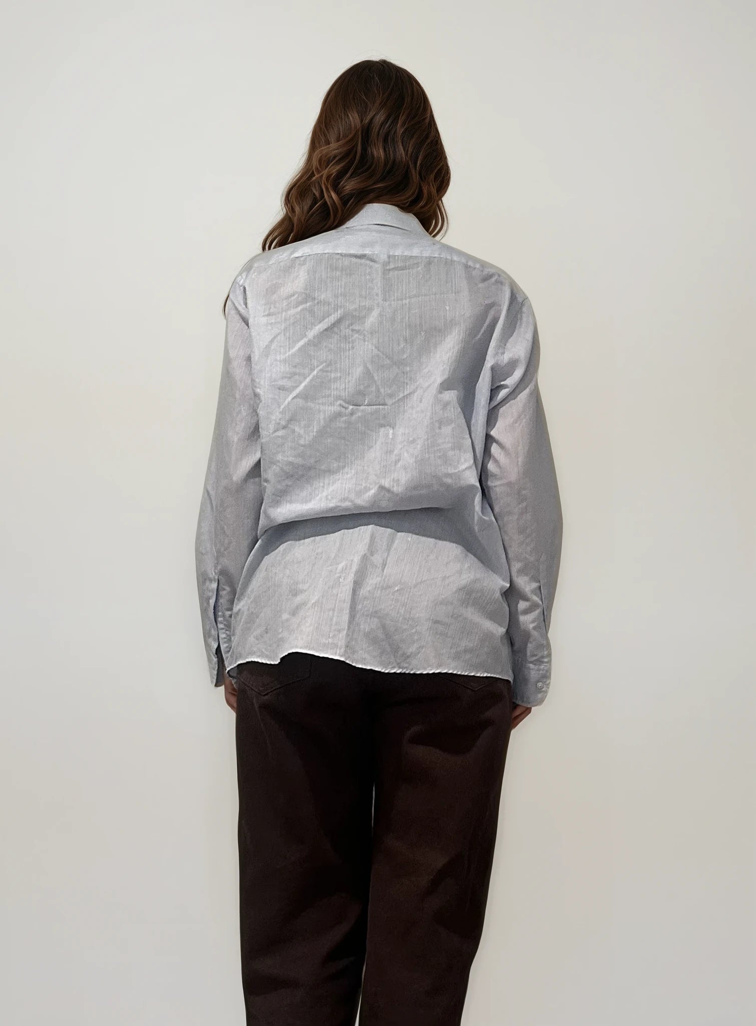 YSL Light Blue Monogram Button Down