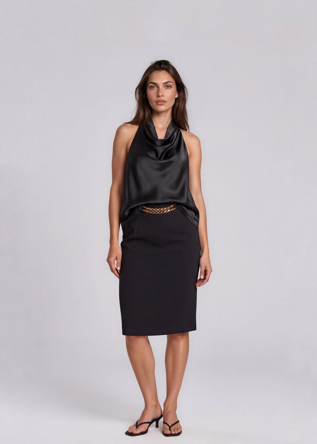 Celine Black Chain Midi Skirt