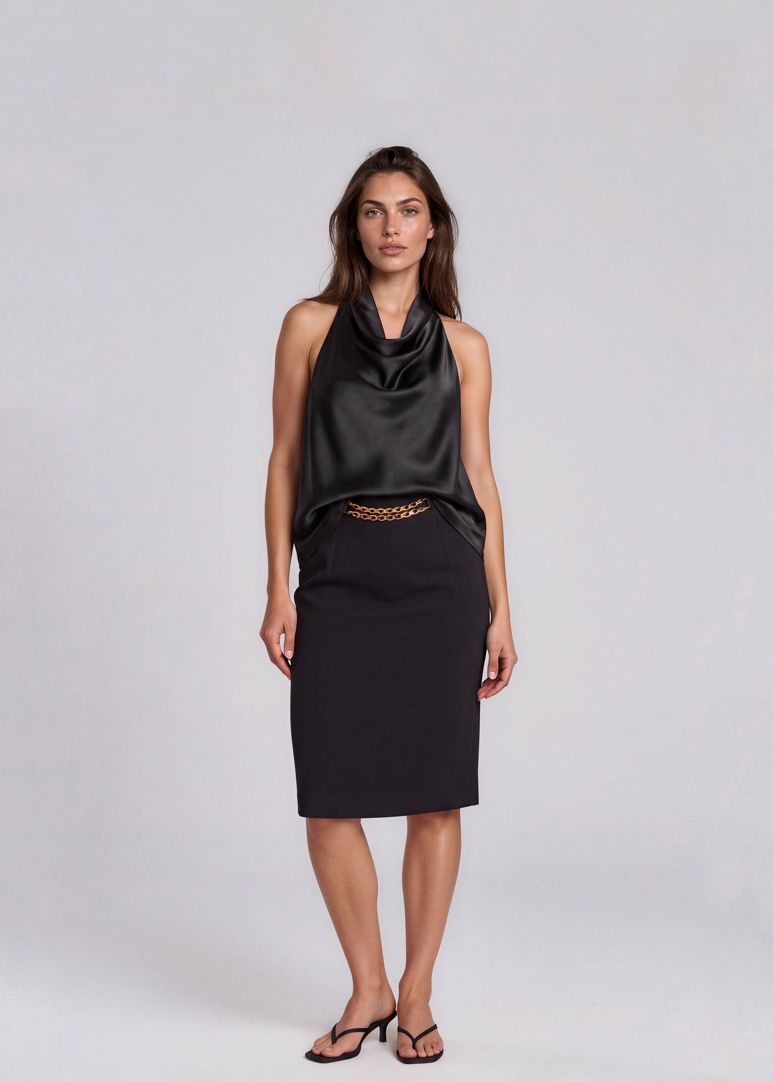Celine Black Chain Midi Skirt