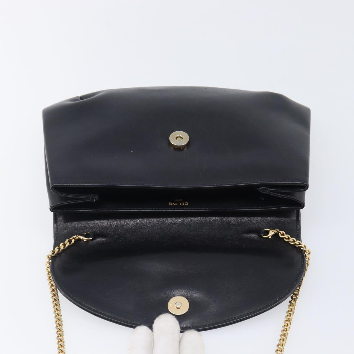 Celine Black Leather Chain Shoulder Bag