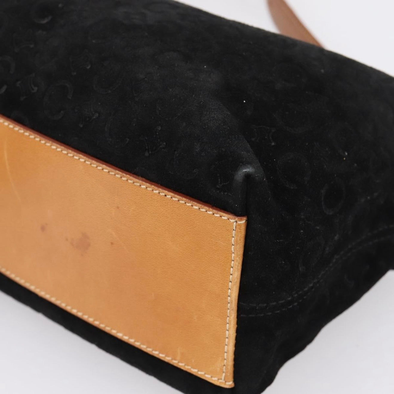 Celine Black Monogram Suede Shoulder Bag
