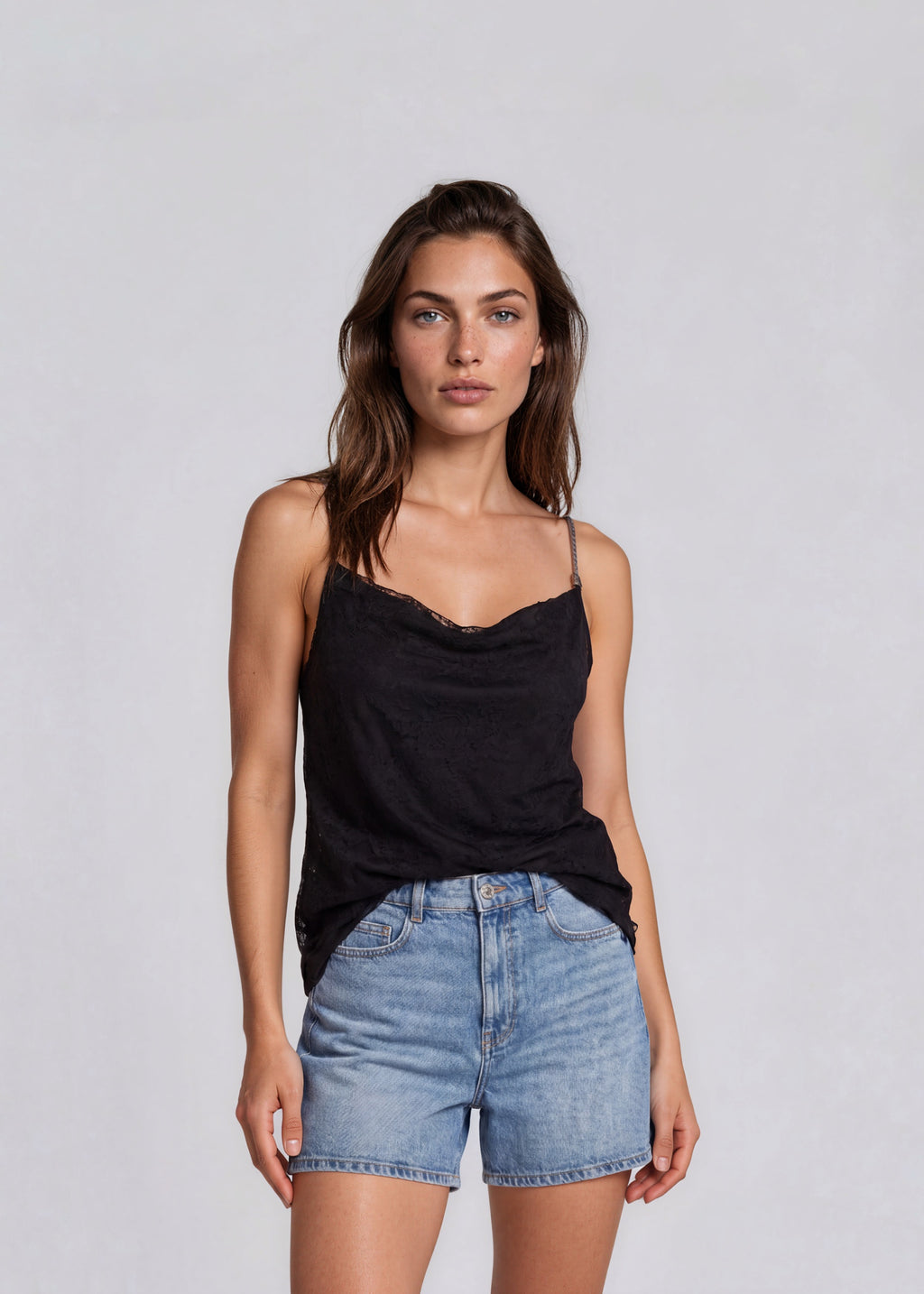 Givenchy Black and Silver Lace Tank