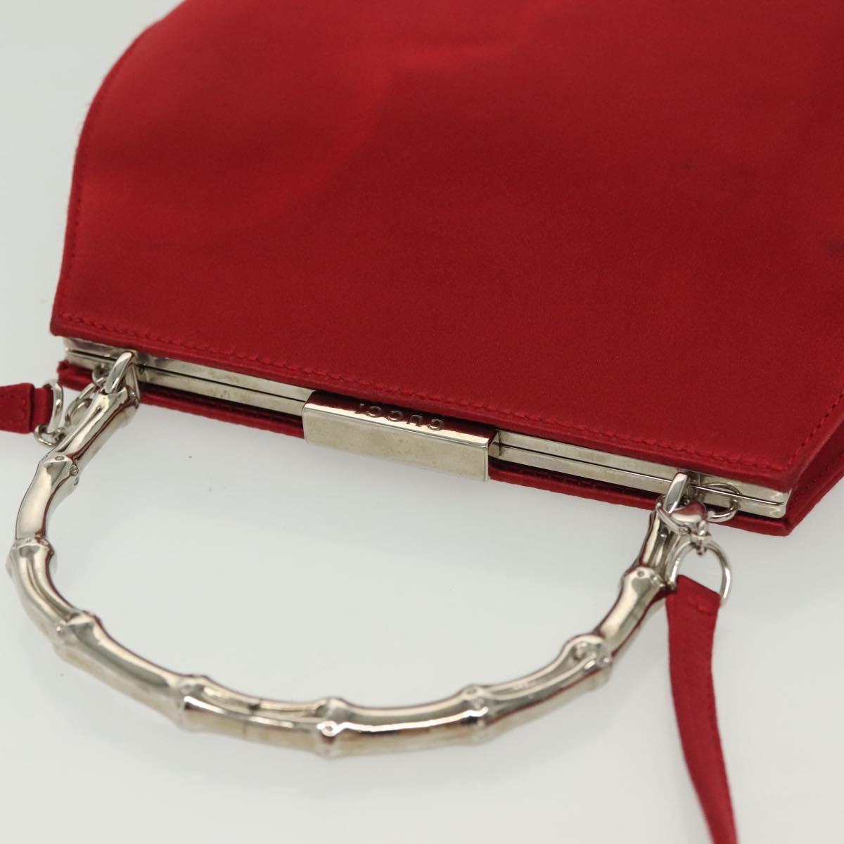 Gucci Red and Silver Bamboo Evening Bag