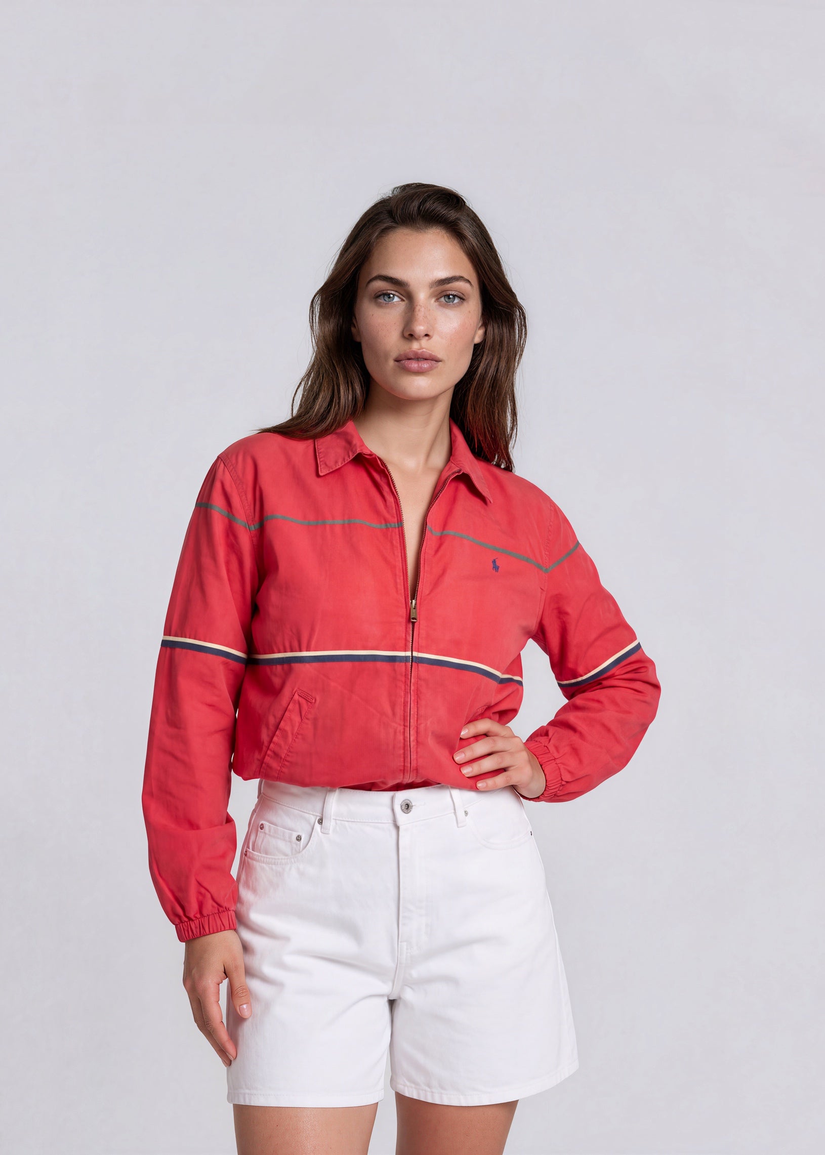 YSL Red Collared Stripe Bomber