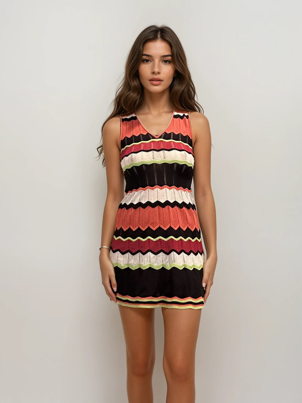 Missoni Orange and Green Striped Mini Dress