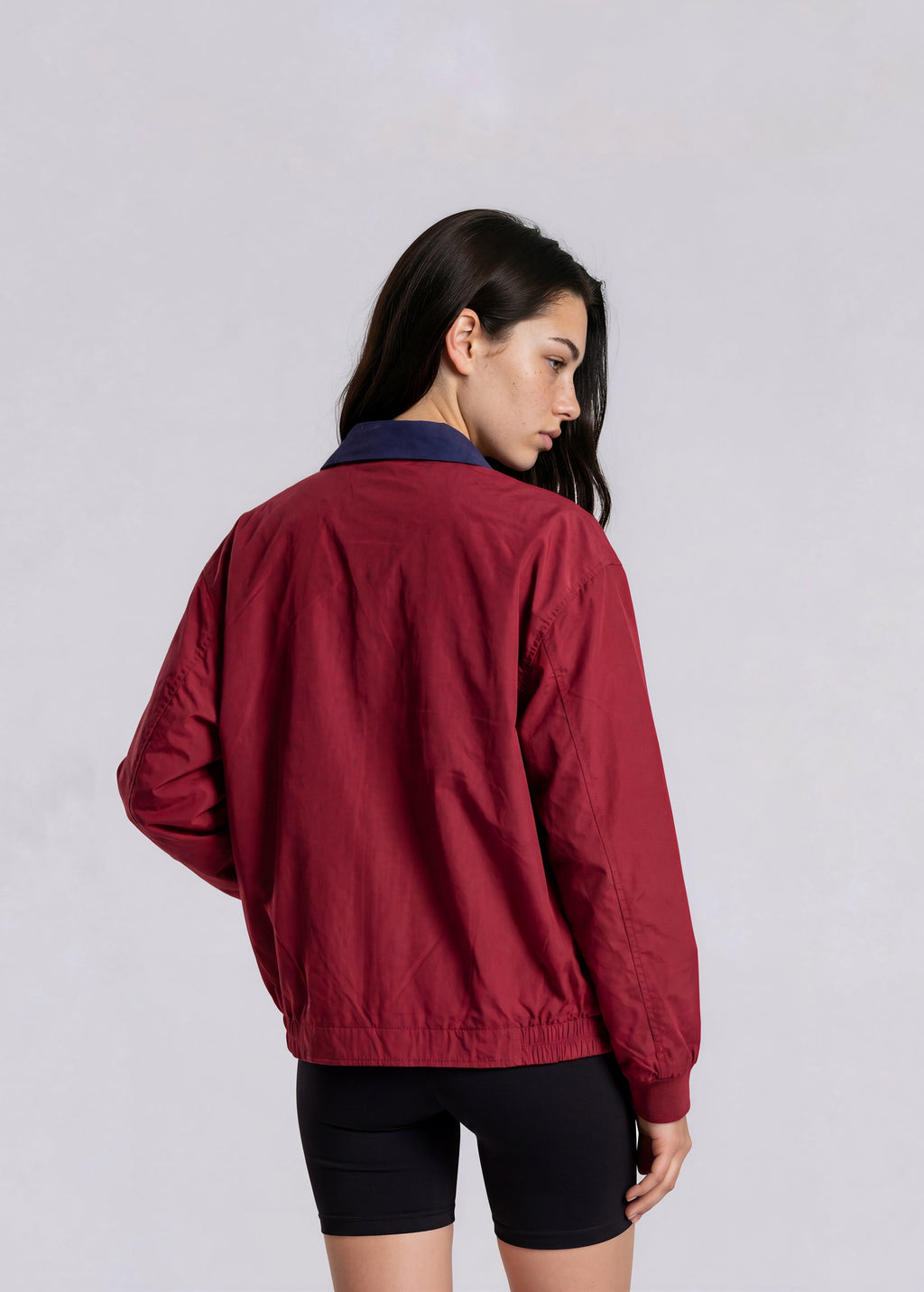 YSL Dark Red Bomber with Navy Collar
