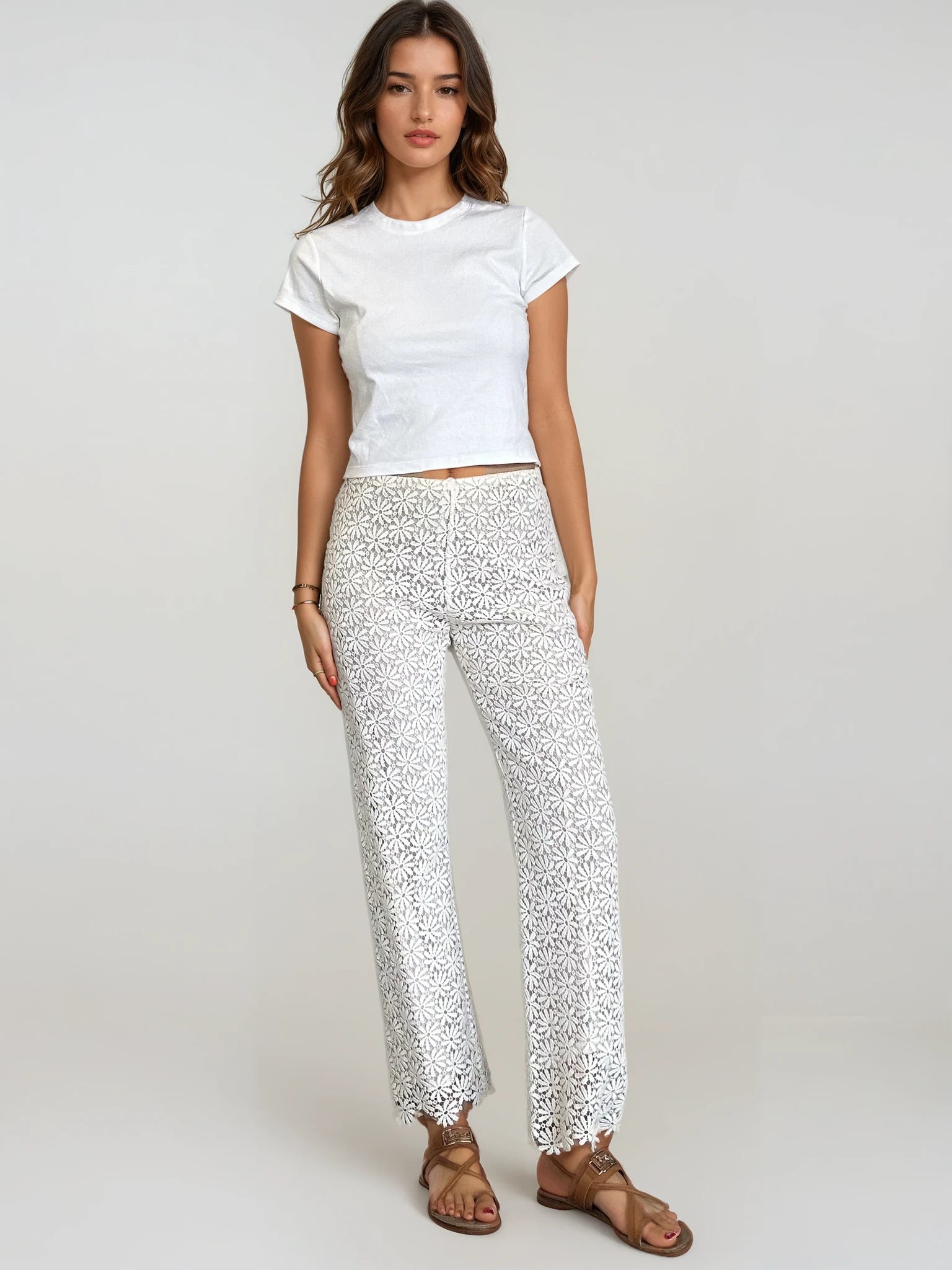 Michael Kors White Flower Pants
