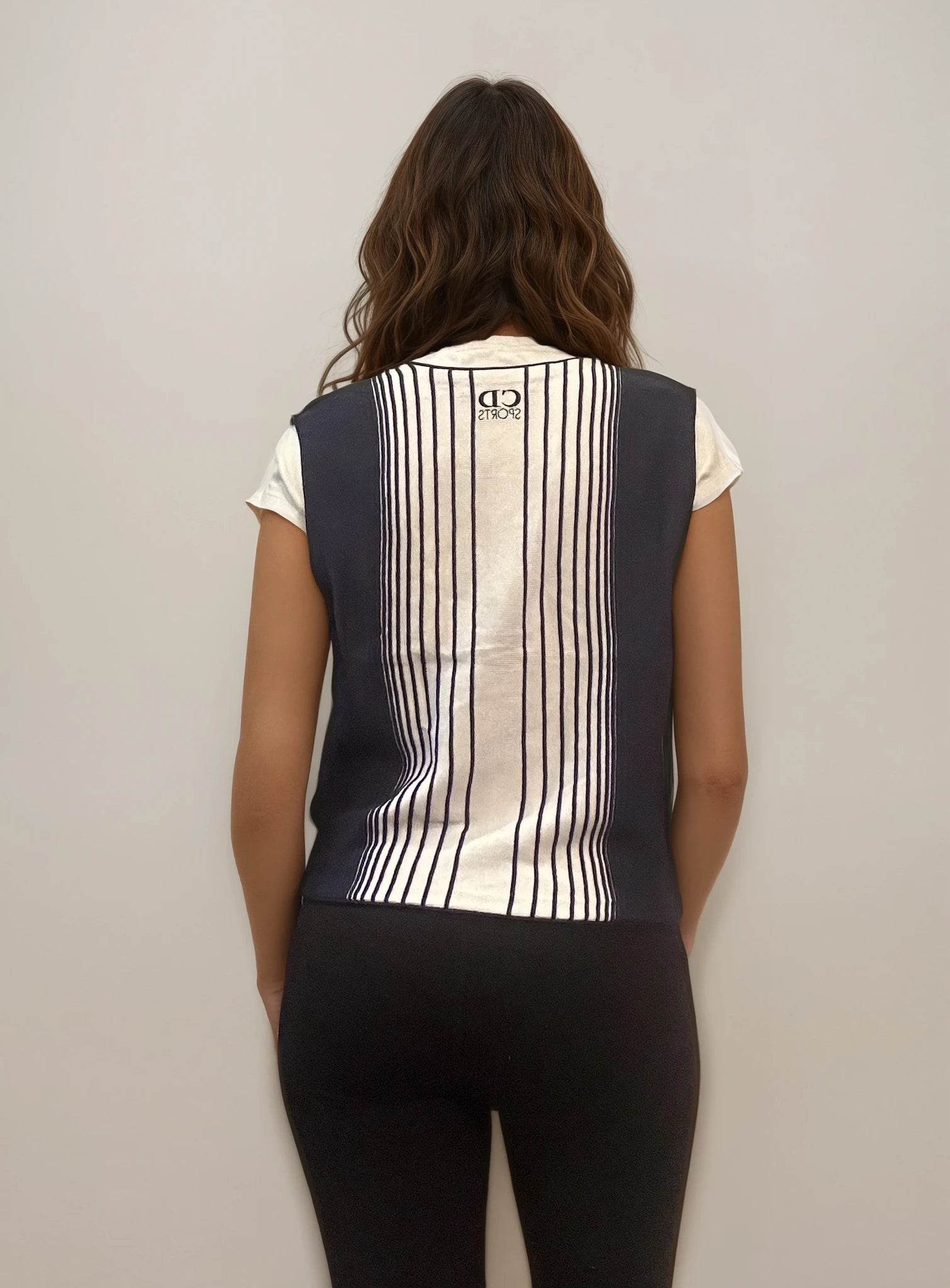 Dior Sports Navy and White Striped Vest