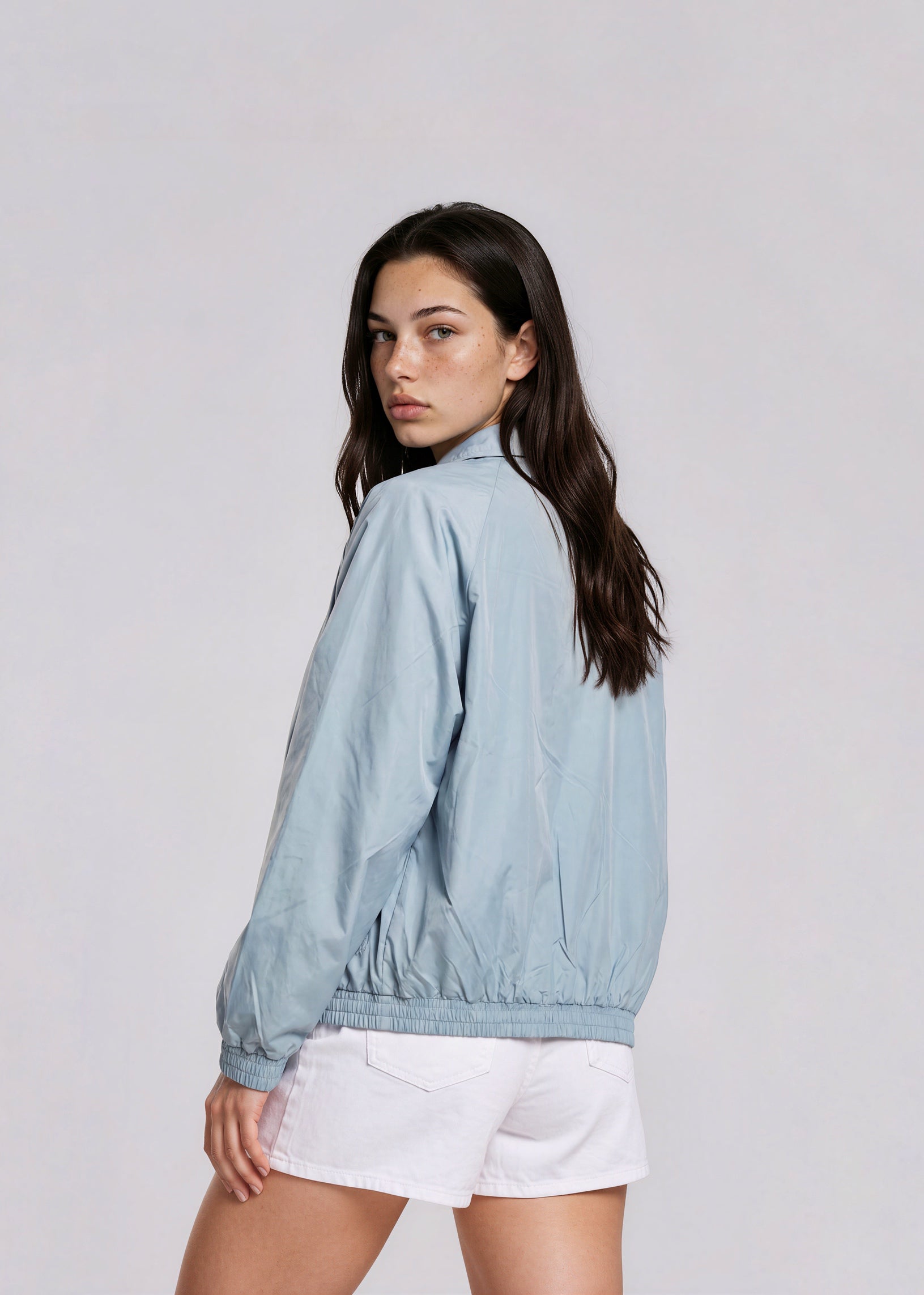 YSL Sky Blue Collared Bomber