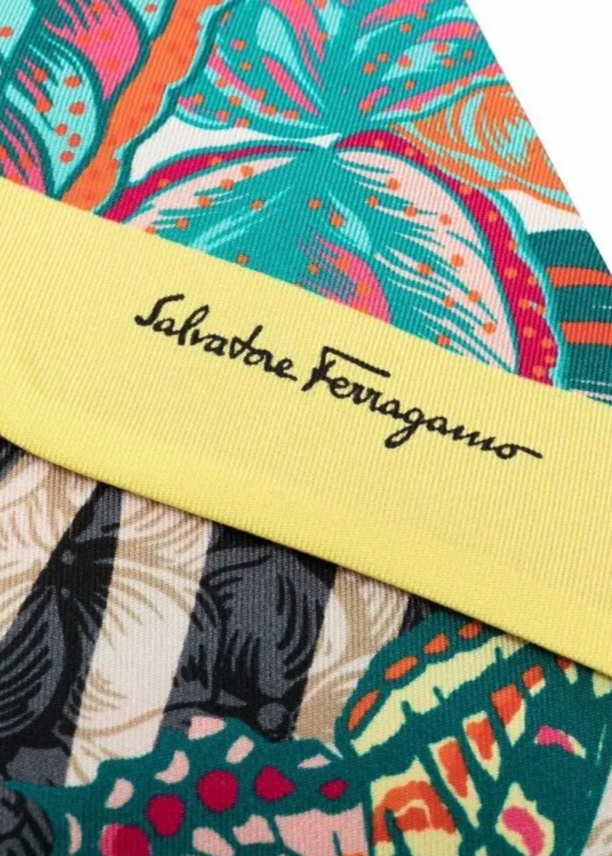 Ferragamo Blue & Yellow Printed Twilly
