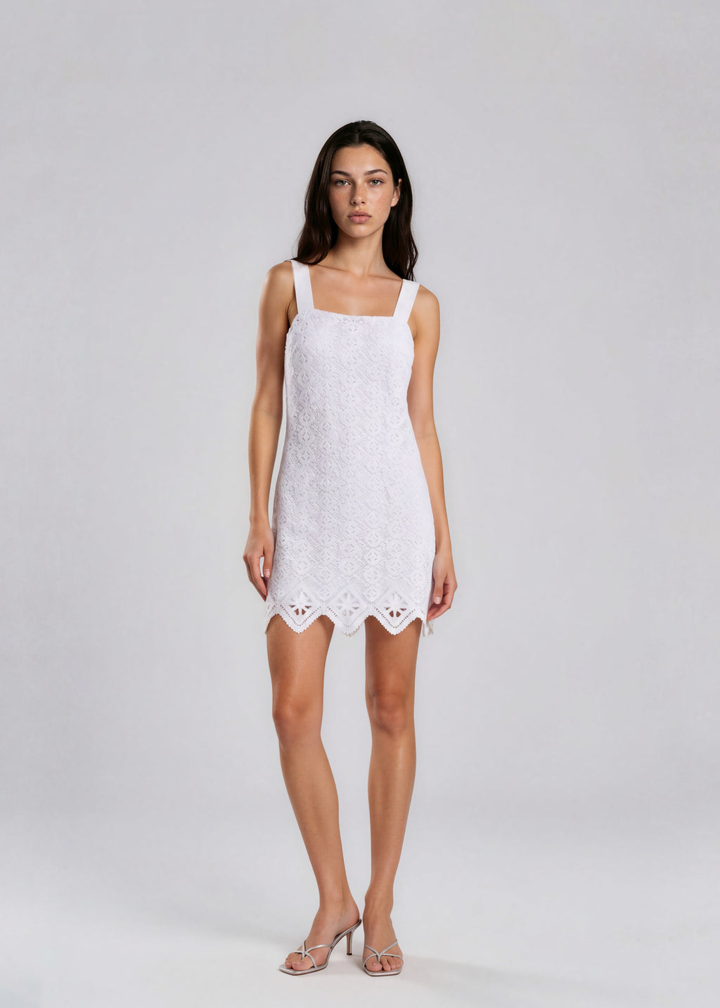 White Lace Sleeveless Mini Dress