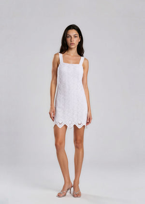 White Lace Sleeveless Mini Dress