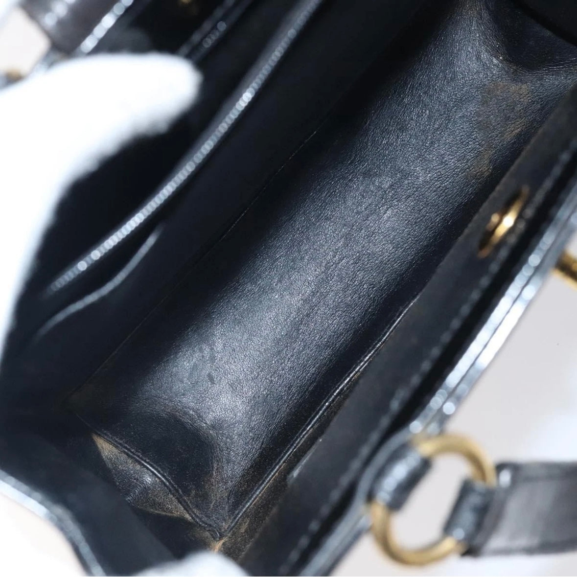 Chanel black patent handbag