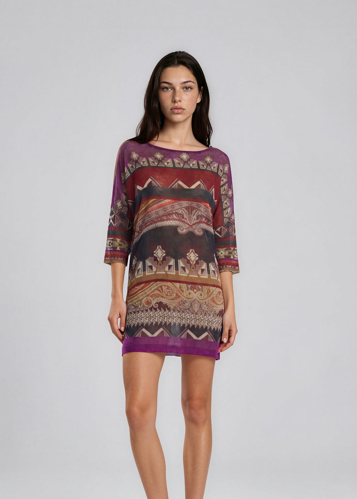 Etro Purple Printed Mini Dress
