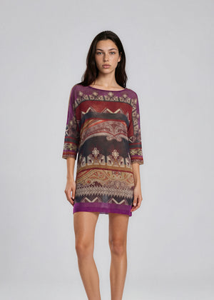 Etro Purple Printed Mini Dress
