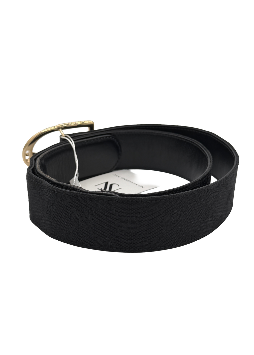 Gucci Black Monogram Canvas and Leather Belt
