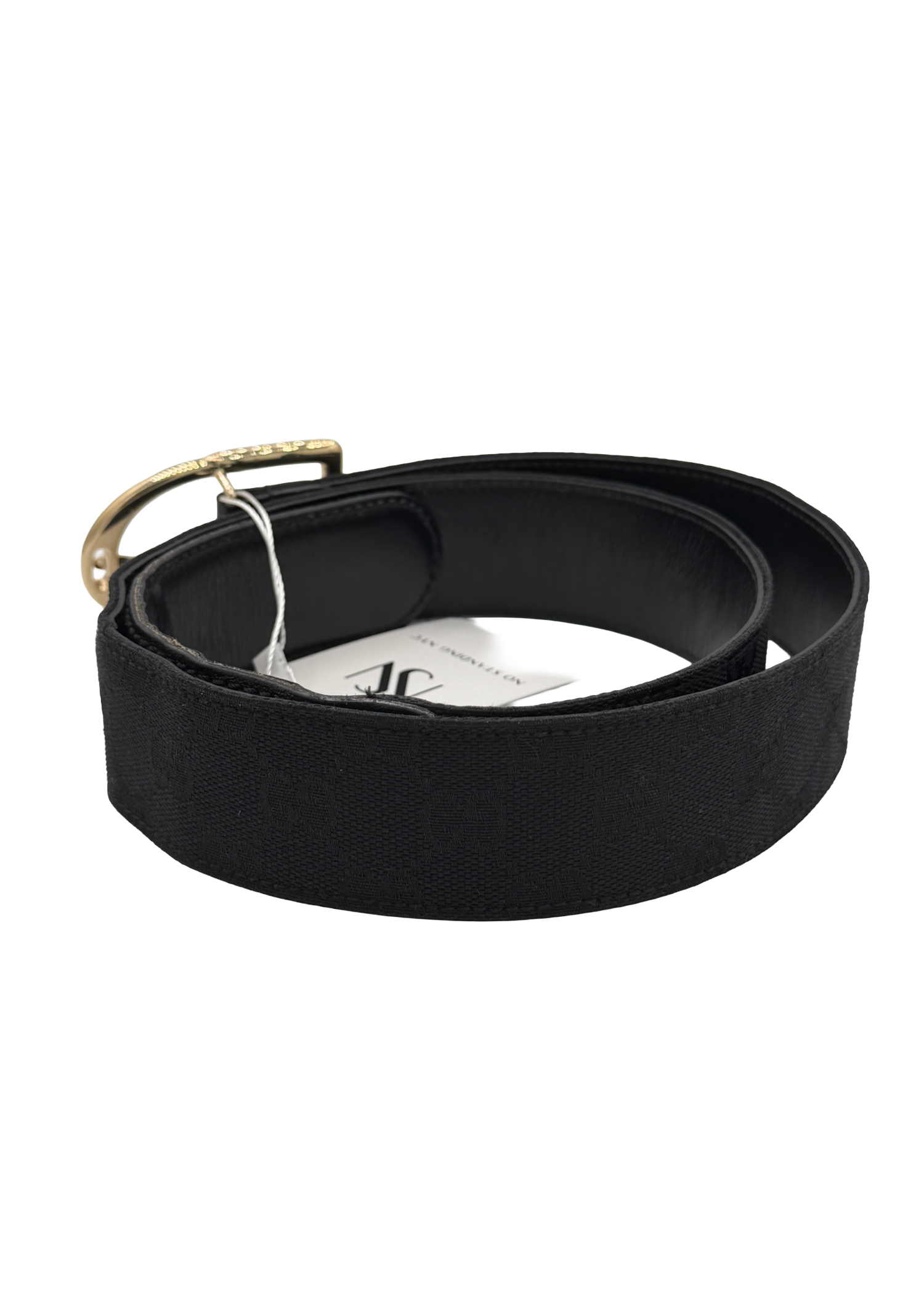 Gucci Black Monogram Canvas and Leather Belt