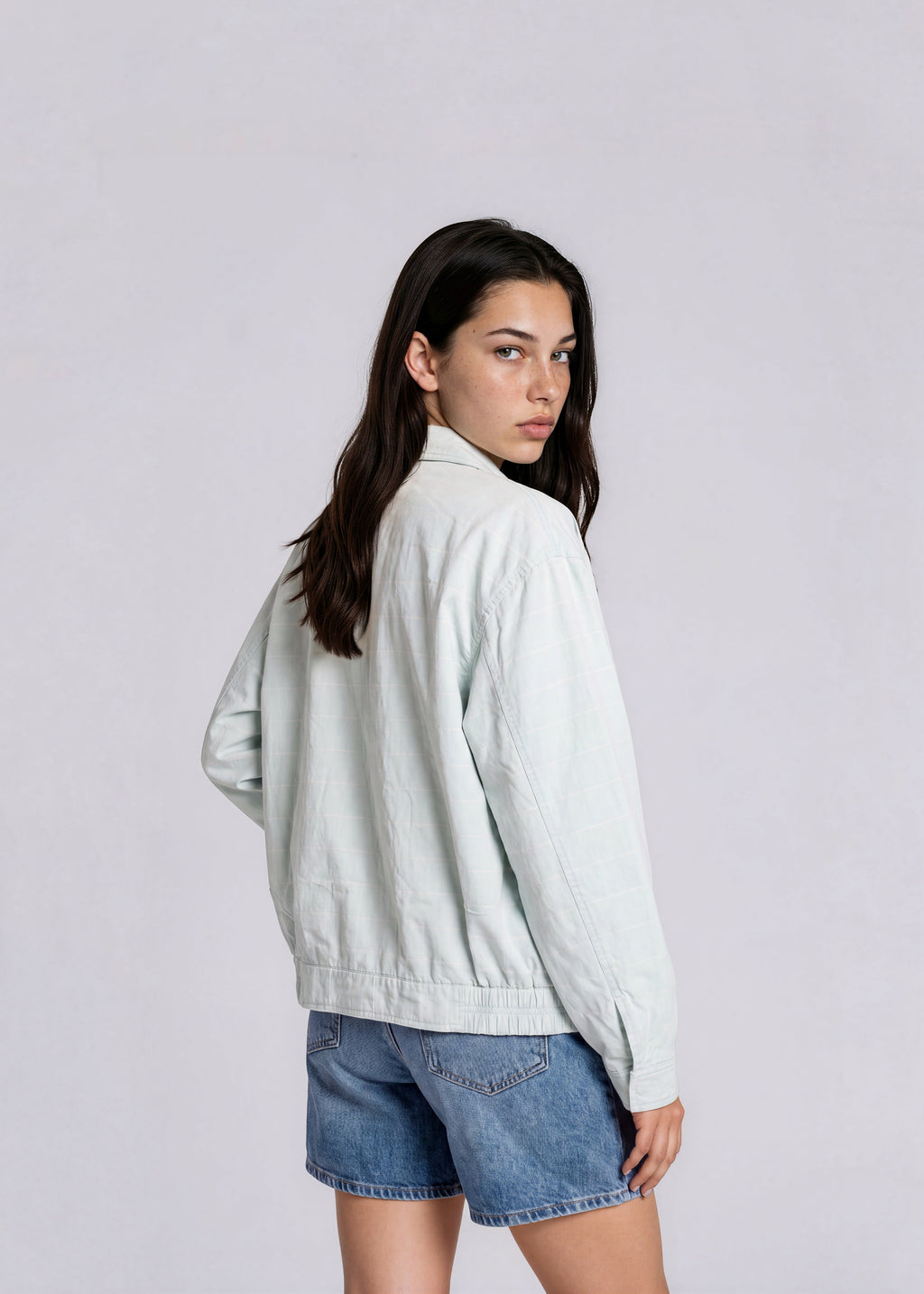 YSL Baby Blue Collared Bomber