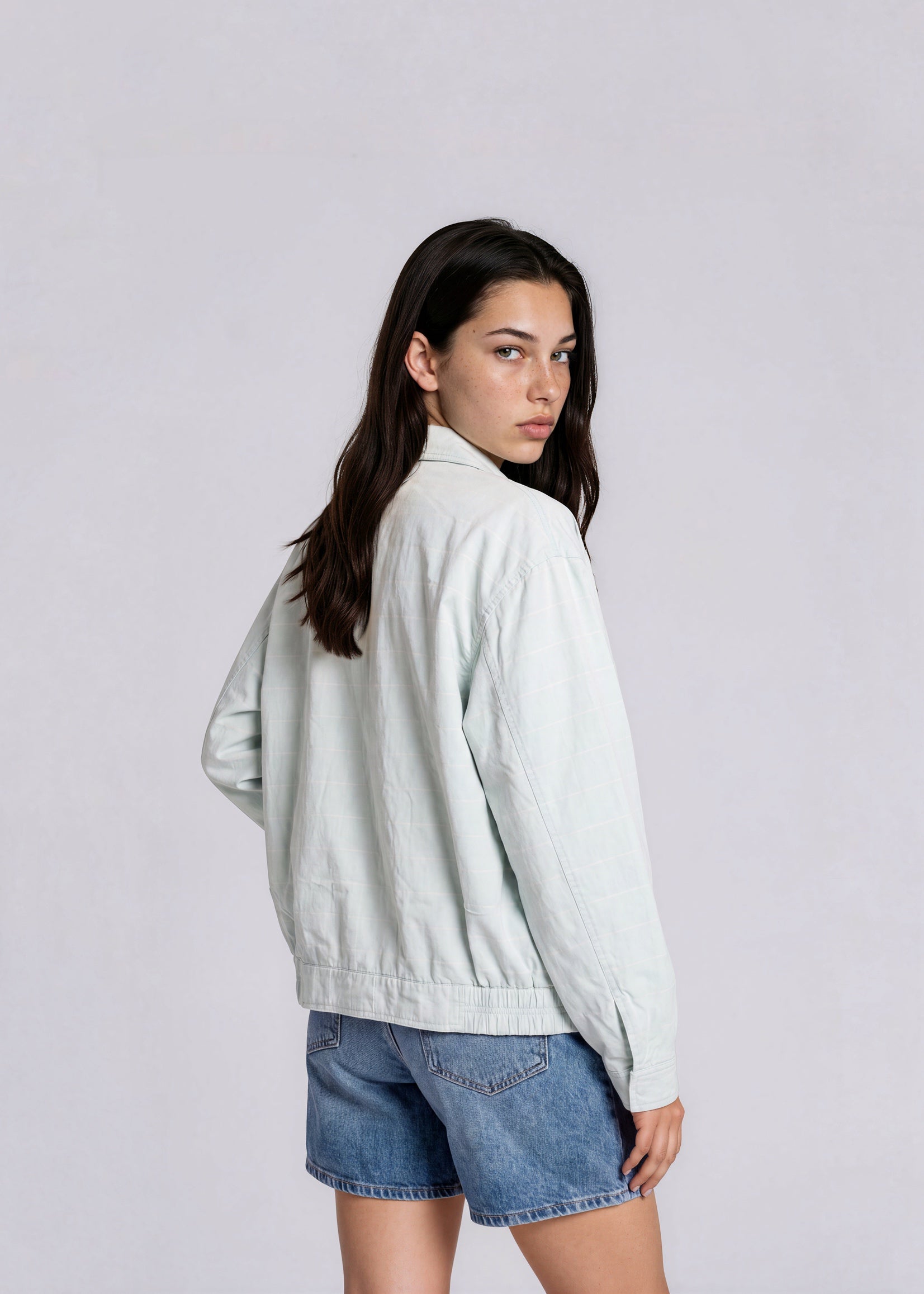 YSL Baby Blue Collared Bomber