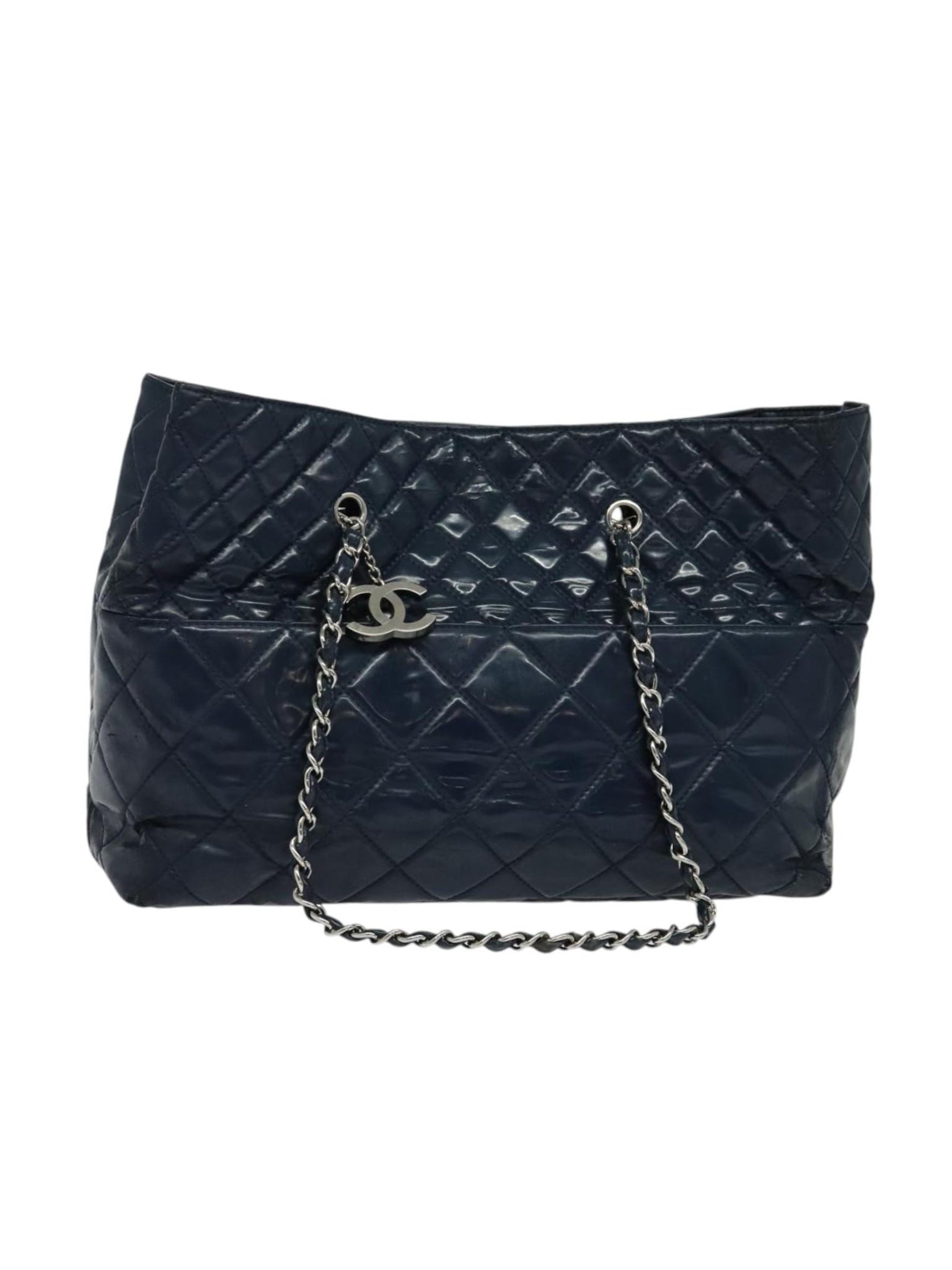 Chanel Navy Patent Leather Tote