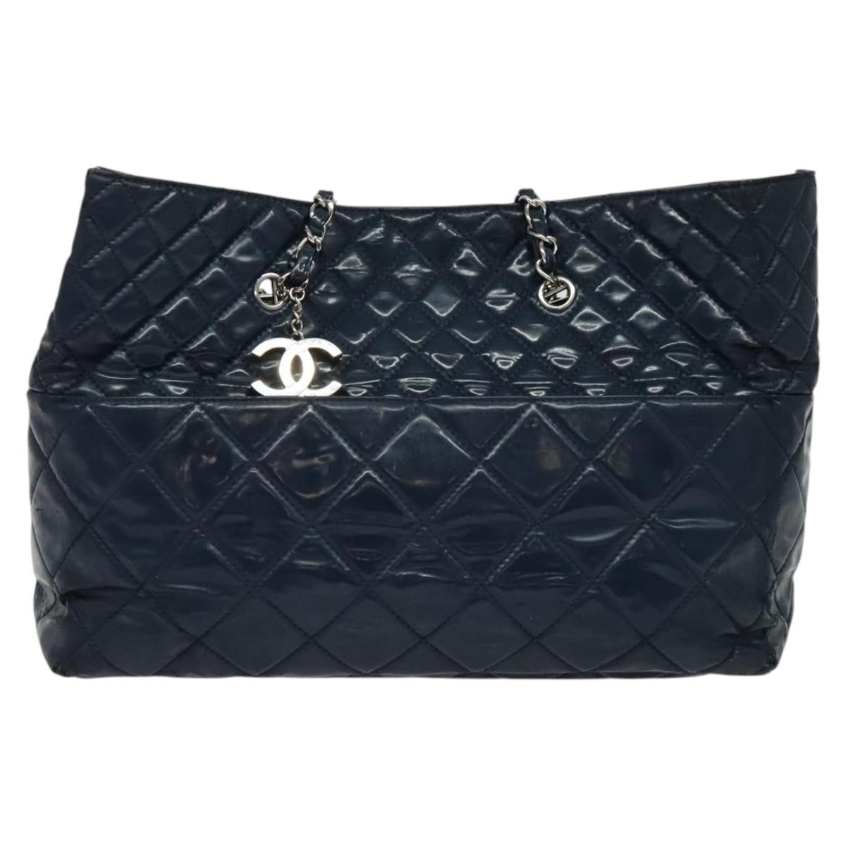 Chanel Navy Patent Leather Tote