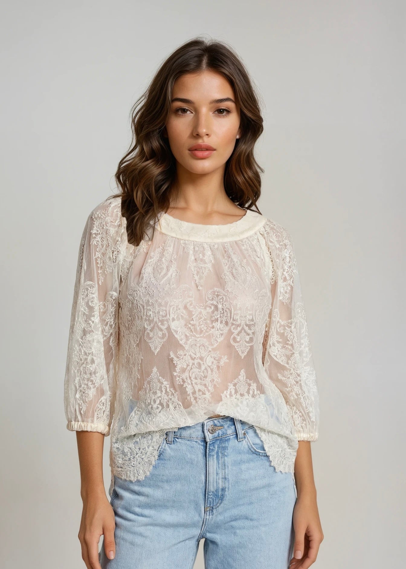 Dolce & Gabbana Cream Lace Blouse