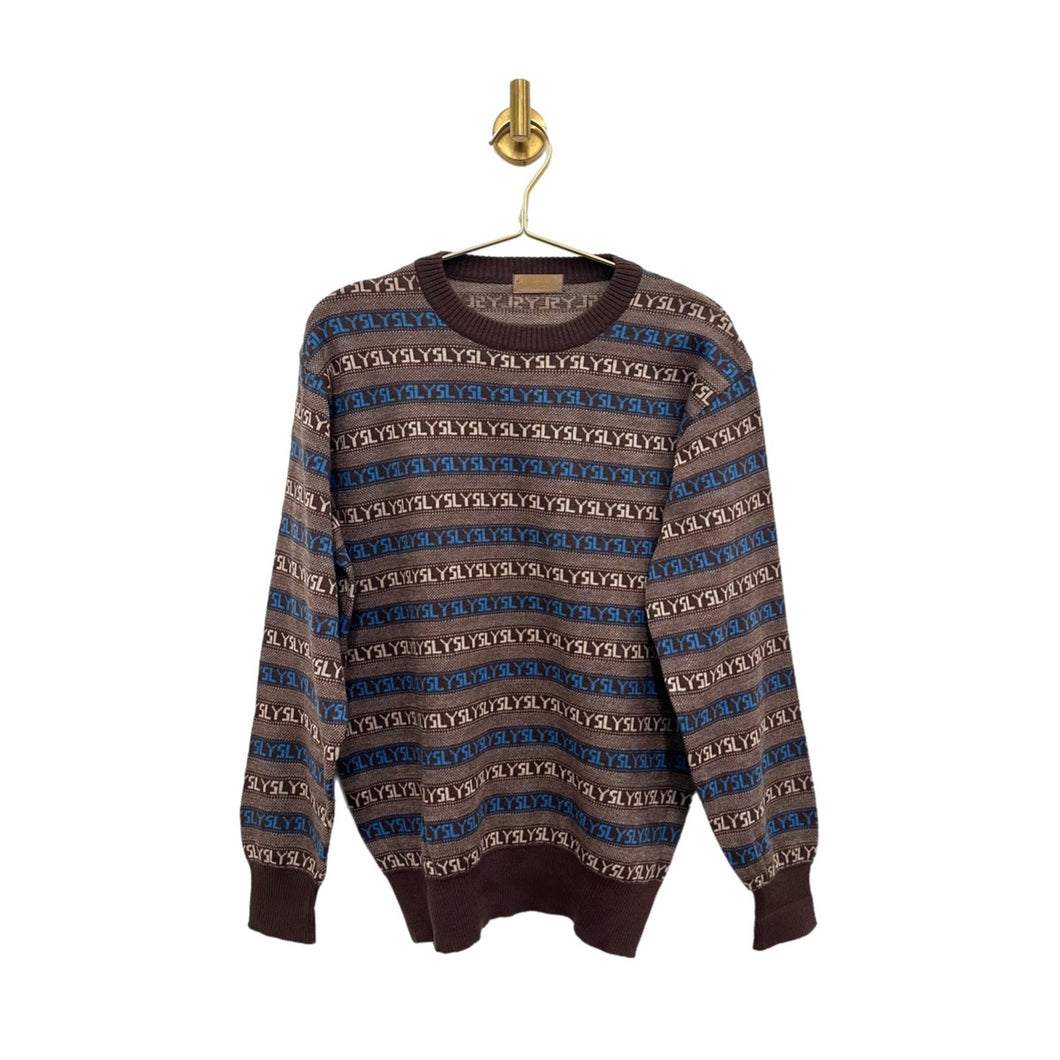 Ysl Brown and Blue Monogram Sweater