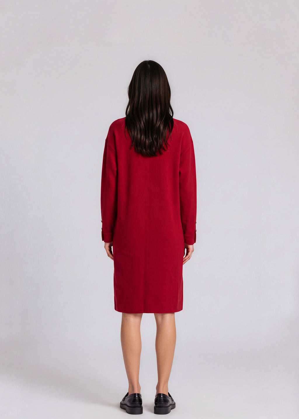 Chanel Red Long Sleeve Button Dress