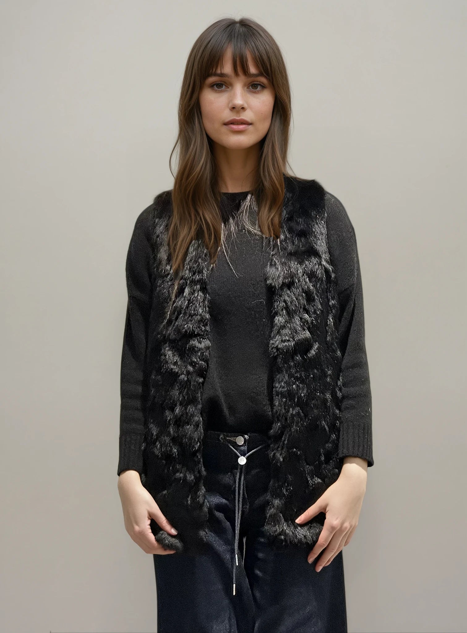 Black Fur Vest