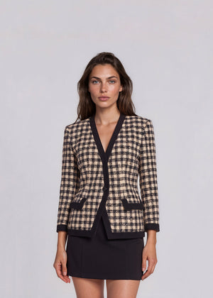 Armani Black and Cream Plaid Blazer