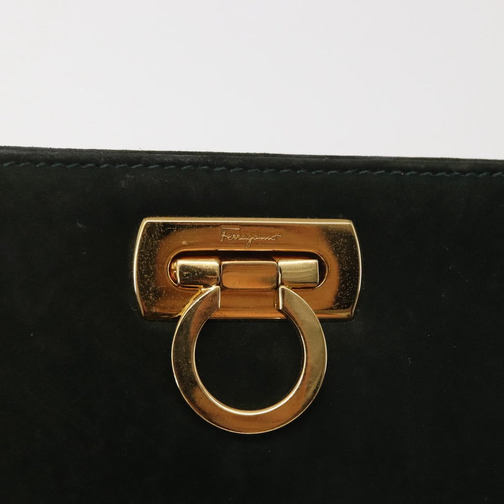 Ferragamo Green Suede Shoulder Bag