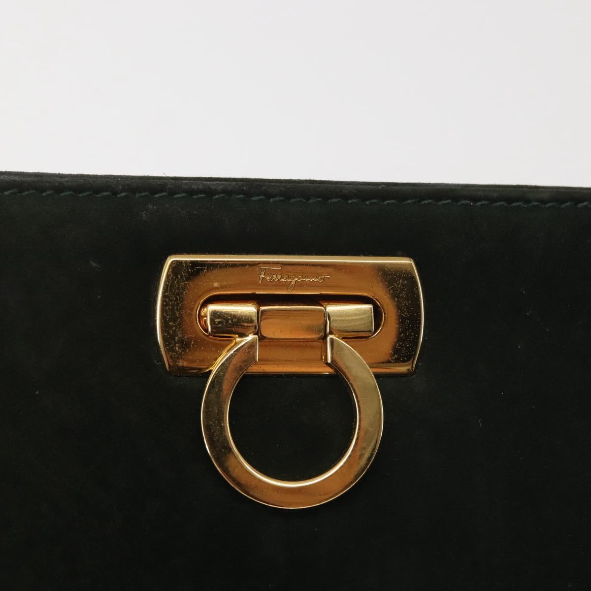 Ferragamo Green Suede Shoulder Bag