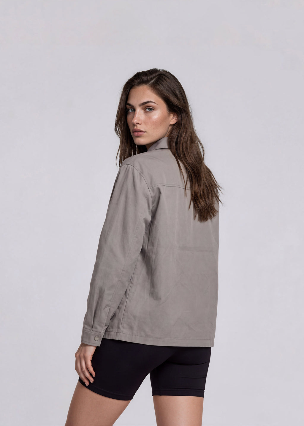 YSL Grey Windbreaker Bomber with White Trim