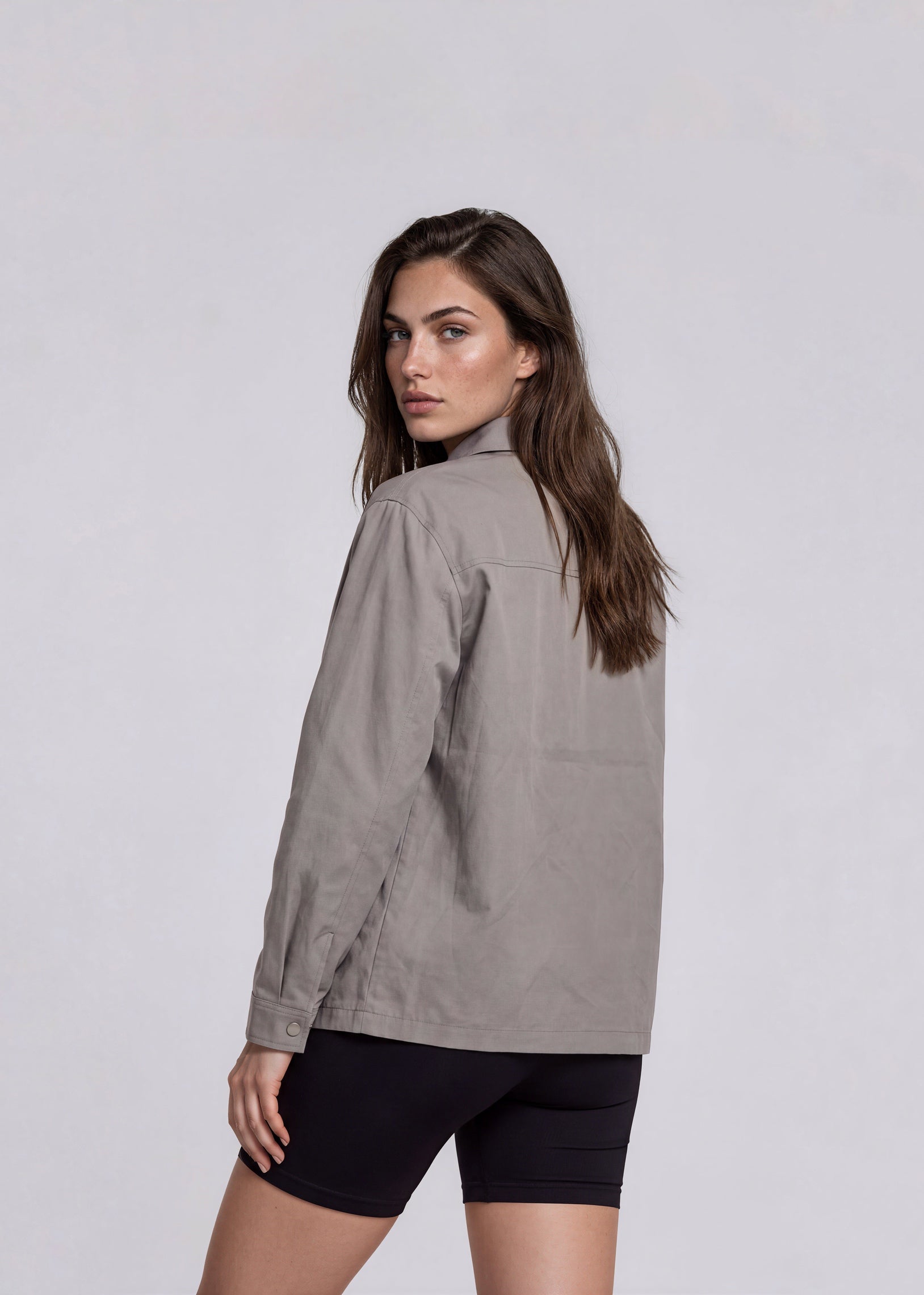 YSL Grey Windbreaker Bomber with White Trim