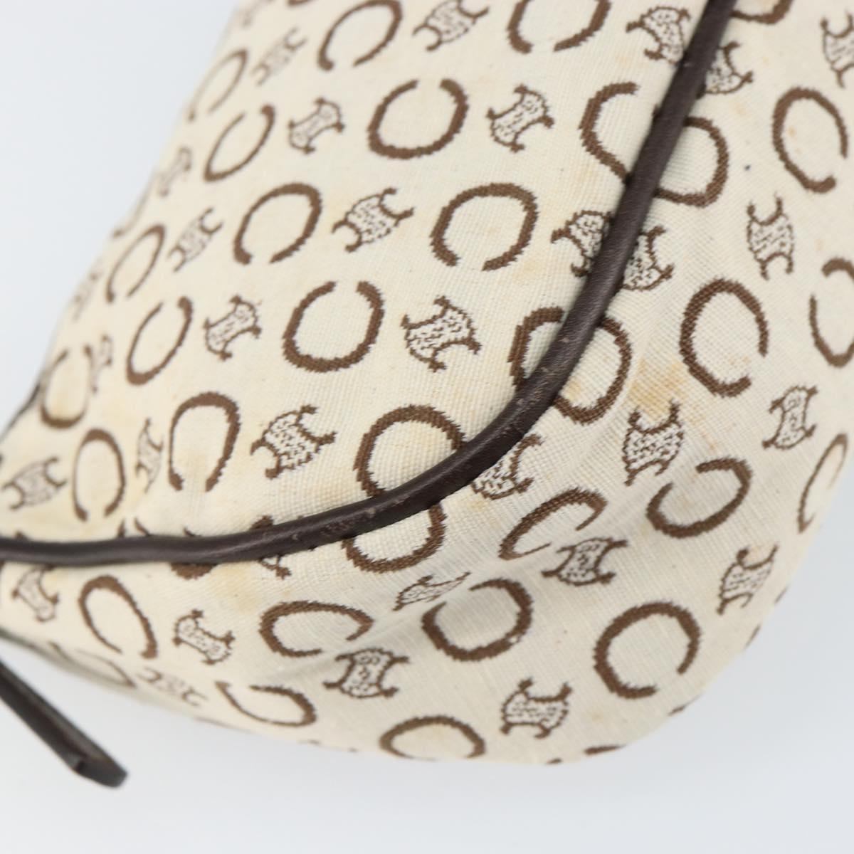 Celine White and Brown Monogram Shoulder Bag