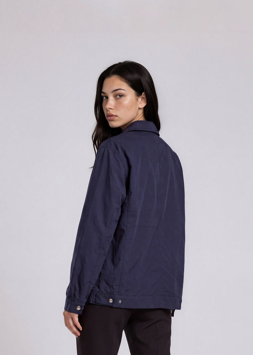 YSL Navy Classic Collared Bomber with White Logo
