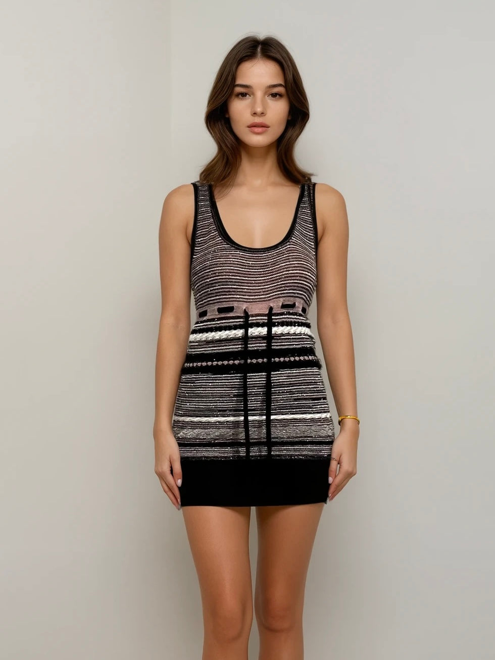 Missoni Black Striped Mini Dress